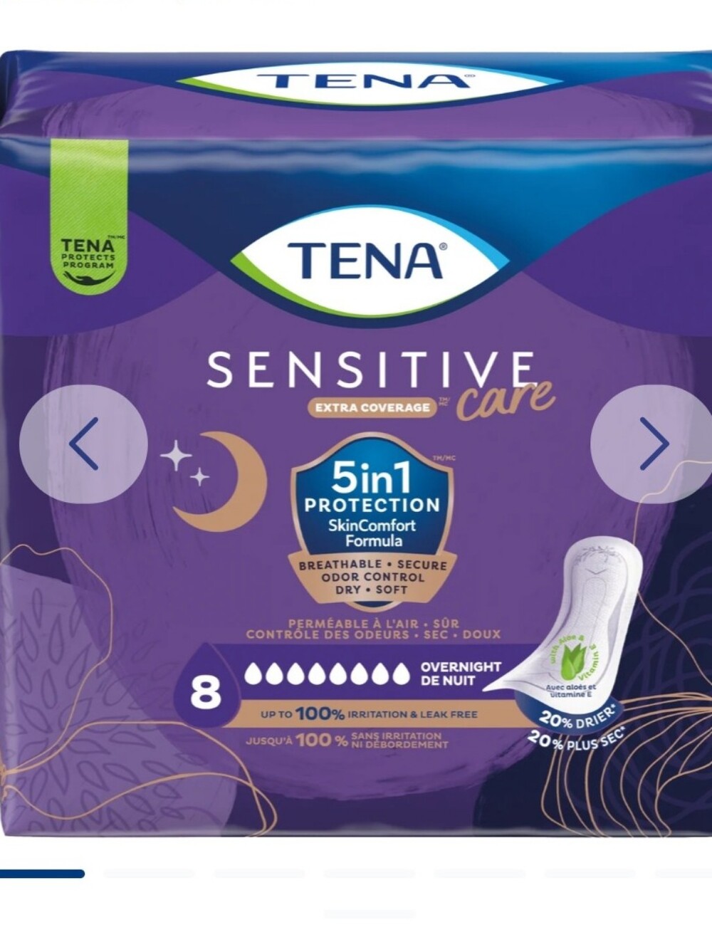 TENA Women's Sensitive Care™ Extra Coverage Overnight Pads